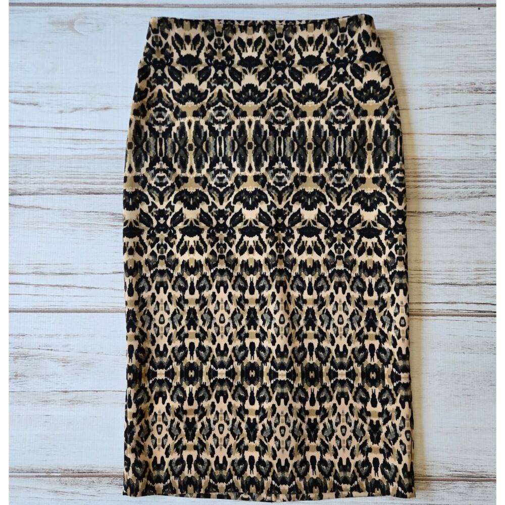 New York and Company Midi Pencil Skirt Leopard Print sz 0